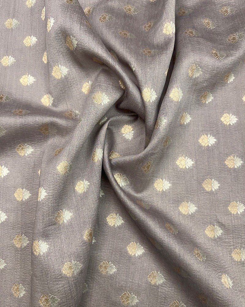 Soft dove grey raw silk fabric