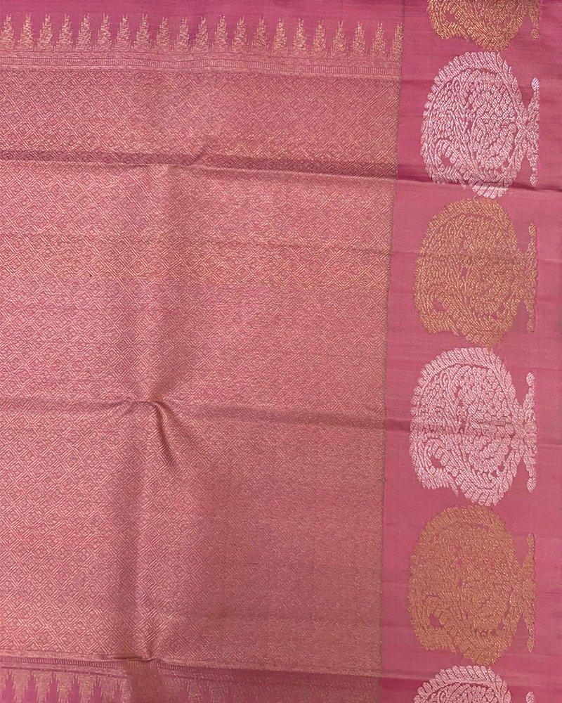 Peach pink Kanjivaram silk saree - Image 8