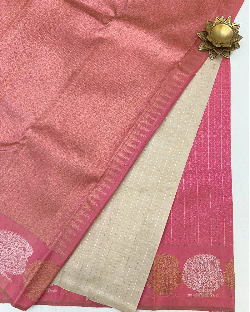 Peach pink Kanjivaram silk saree - Image 6