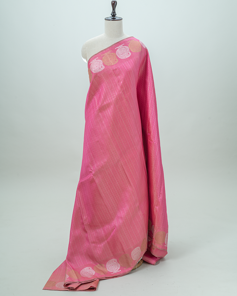 Peach pink Kanjivaram silk saree - Image 3
