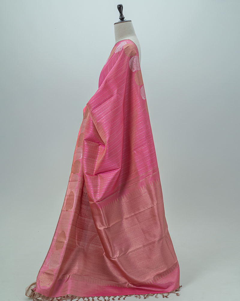 Peach pink Kanjivaram silk saree - Image 4
