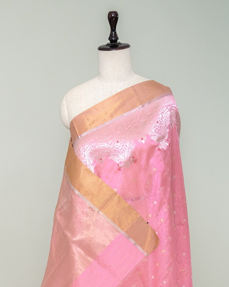 Elegant baby pink Chanderi silk