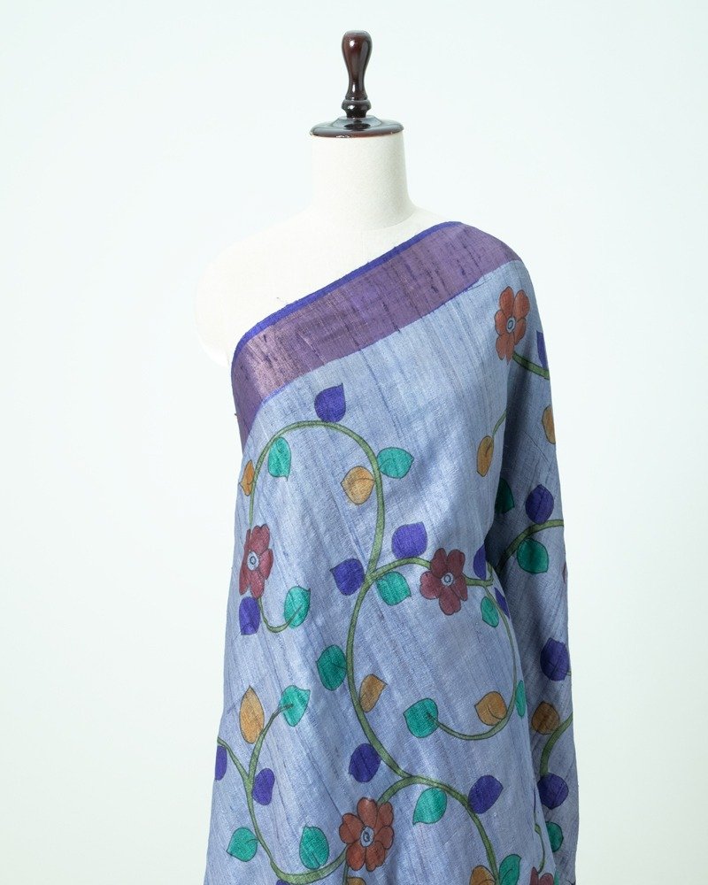 Lavender Tussar Kalamkari Saree