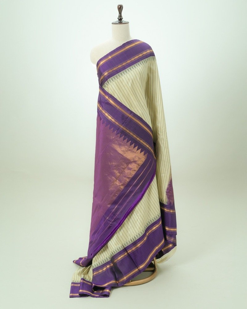 Cream & Purple Gadwal Gap Border