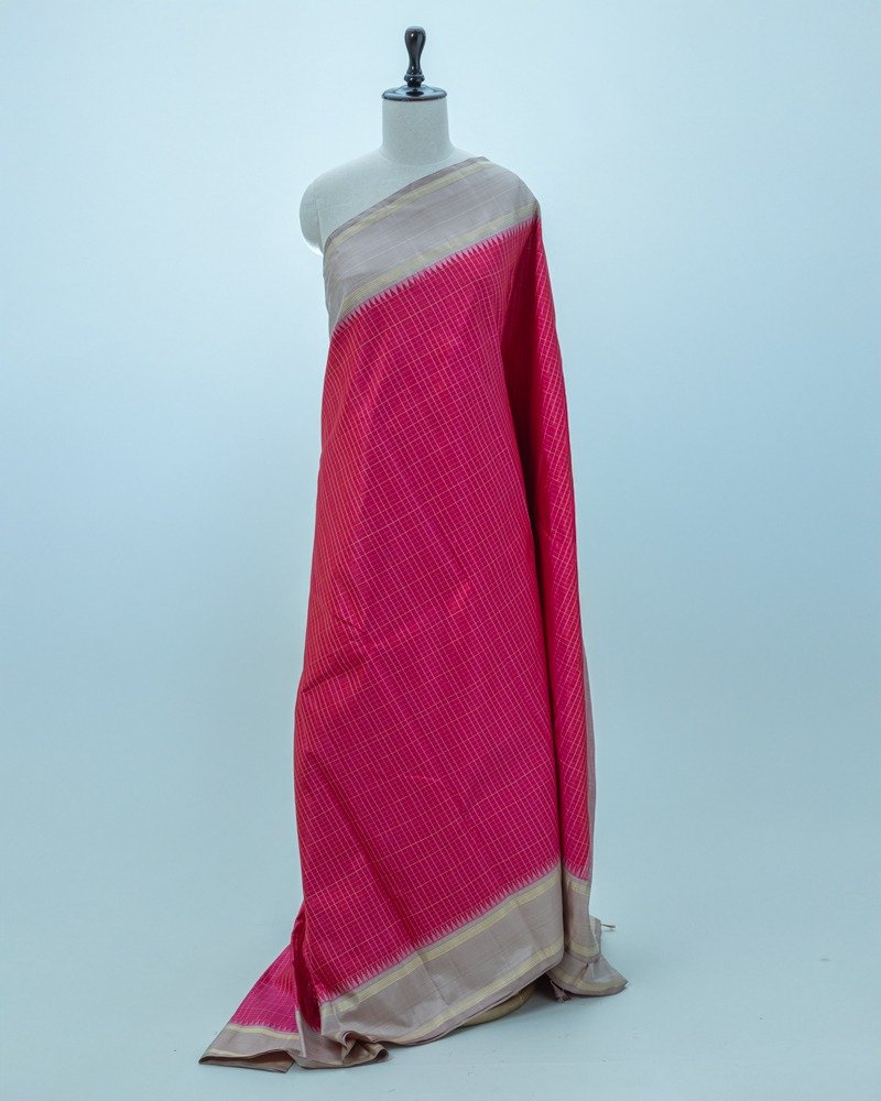 Magenta & Biege Kanjivaram Silk Saree