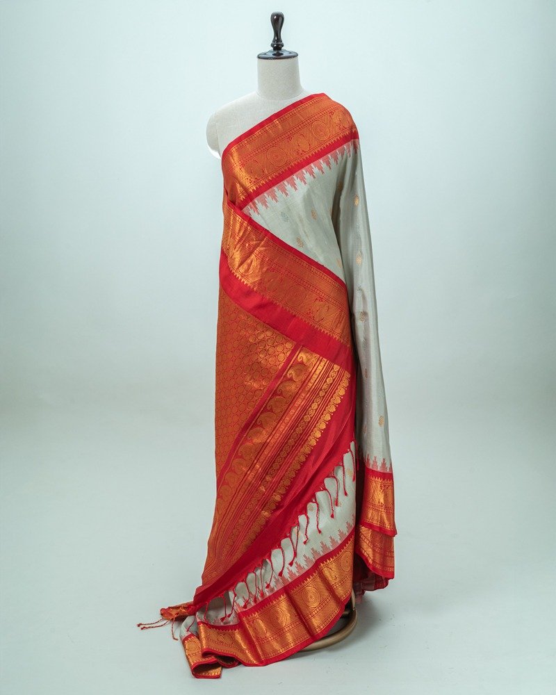 Light Grey Gadwal saree