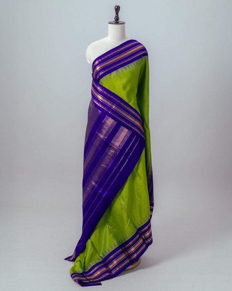 Parrot green Gadwal silk