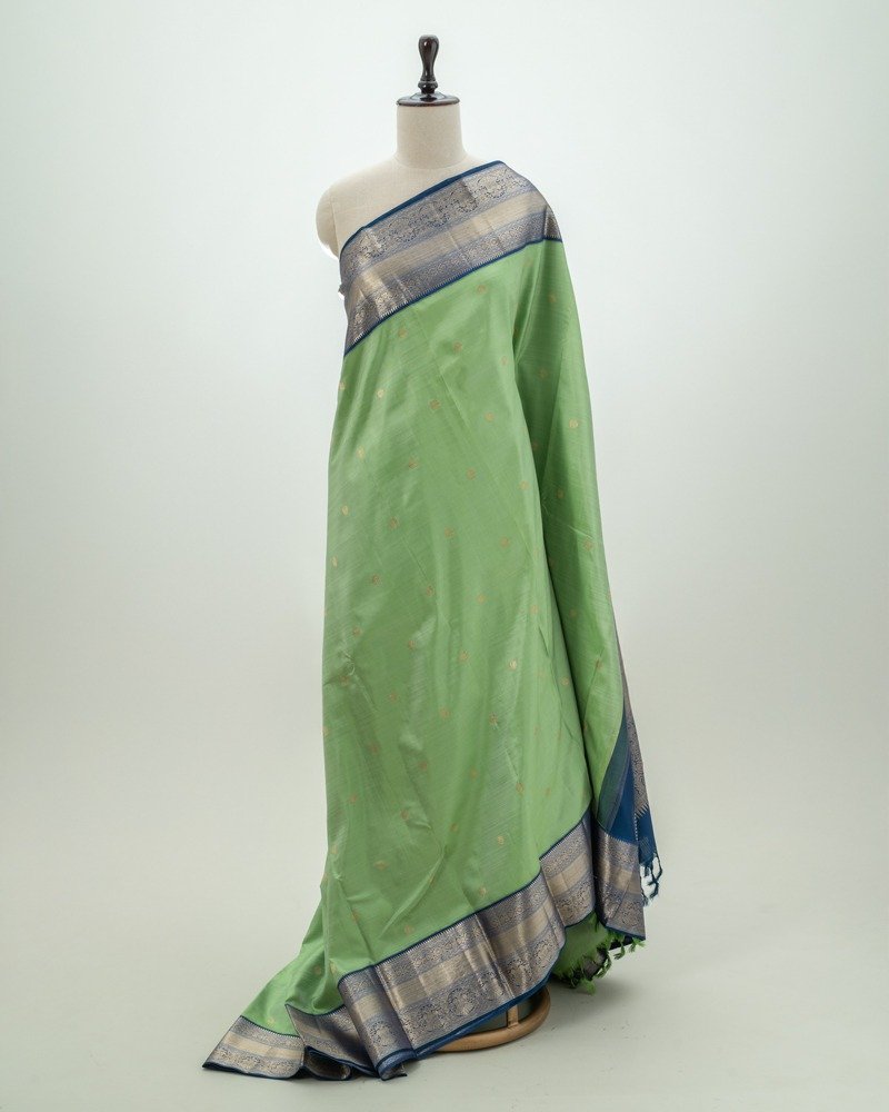 pistachio green kanjvaram silk saree