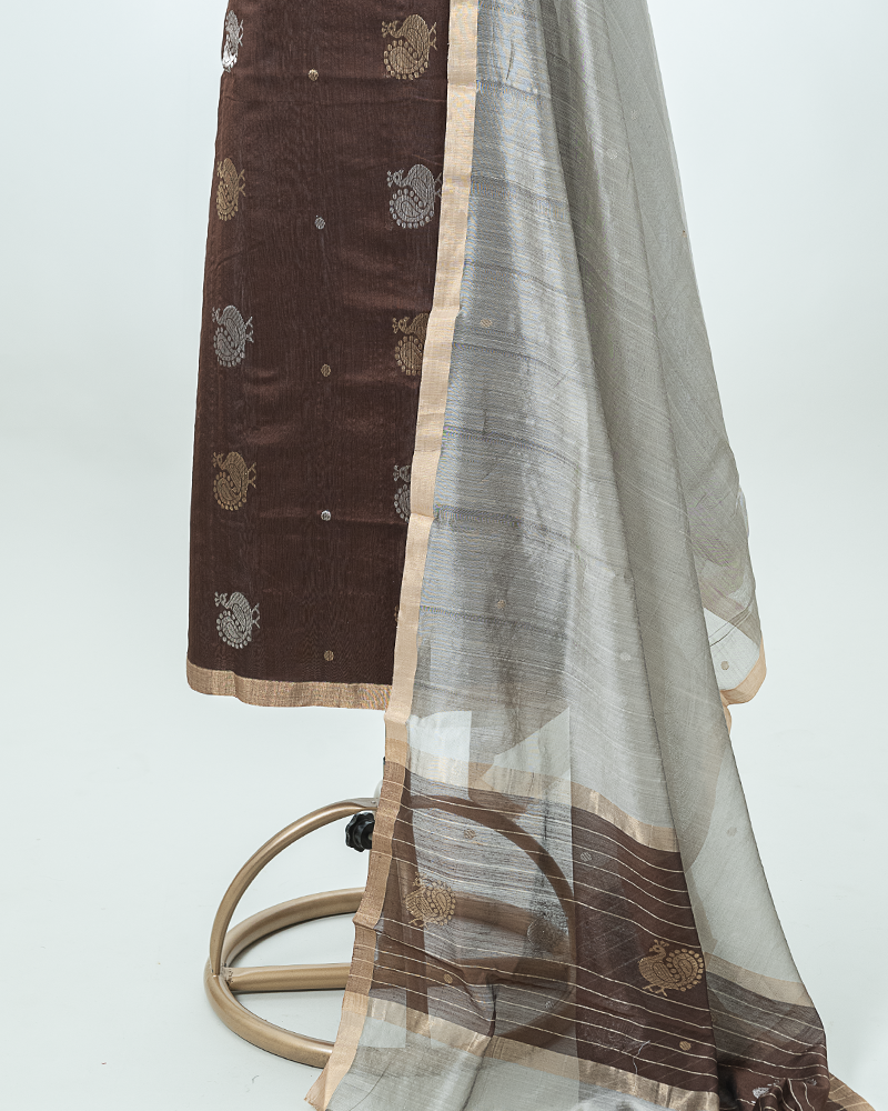 Brown Chanderi Kurta Set - Image 3
