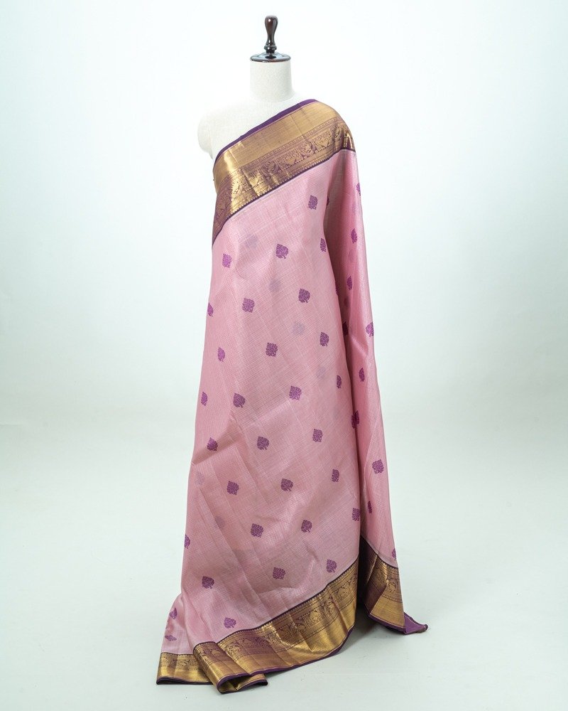Pastel Pink Pure Kanjivaram Silk Saree