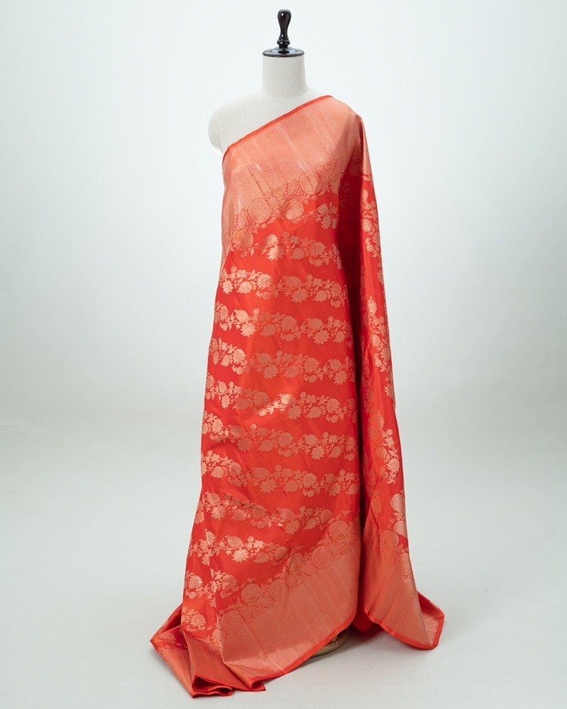 Orange Kanjivaram silk saree