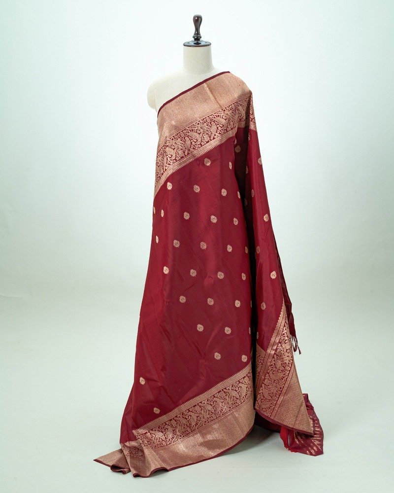 wine red kanjivaram slk saree