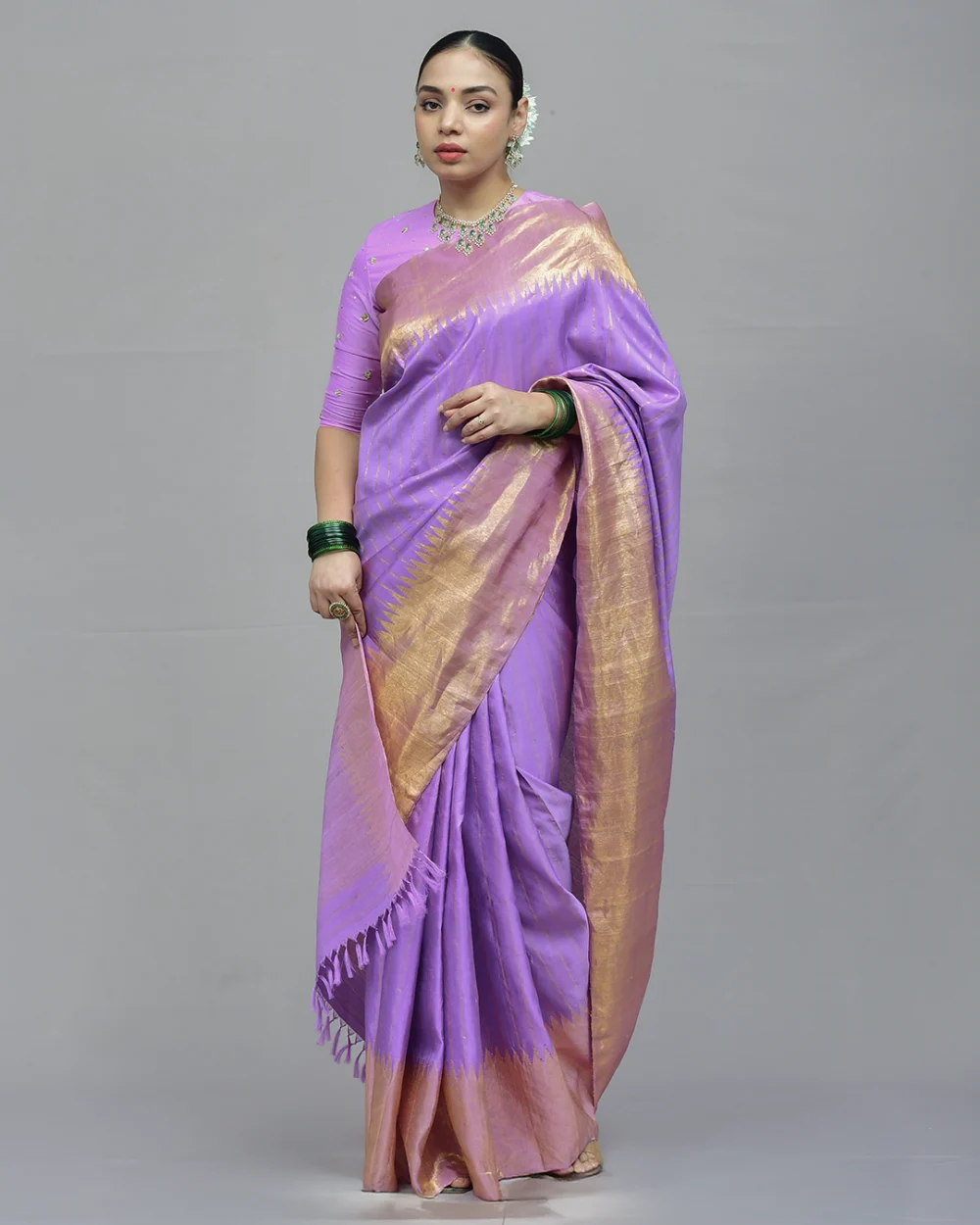 Mauve-Purple Gadwal Silk Saree