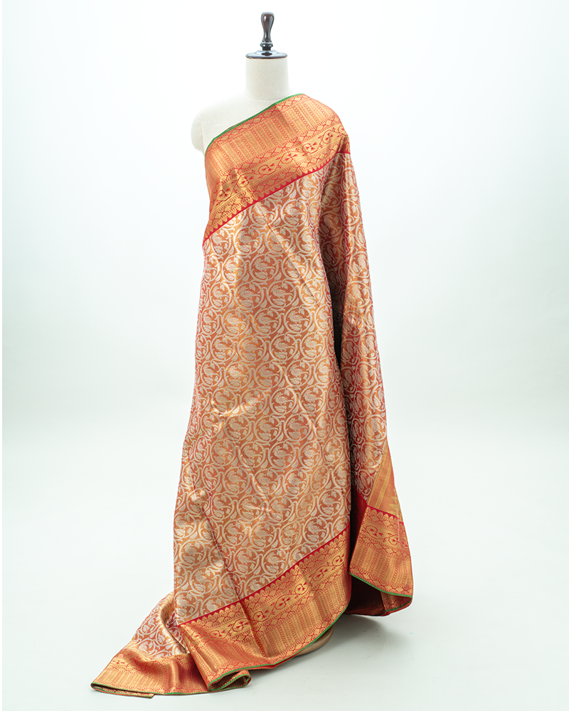 The Cream/Gold Tissue Kanjivaram Silk Saree