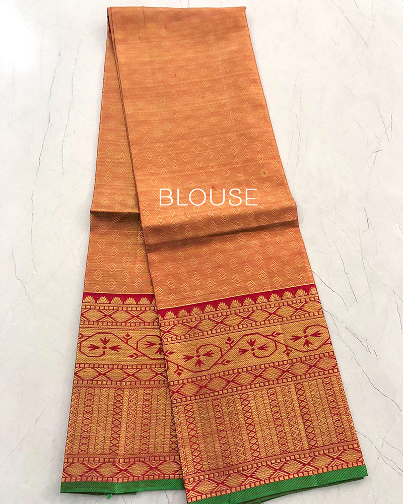 The Cream/Gold Tissue Kanjivaram Silk Saree - Image 6
