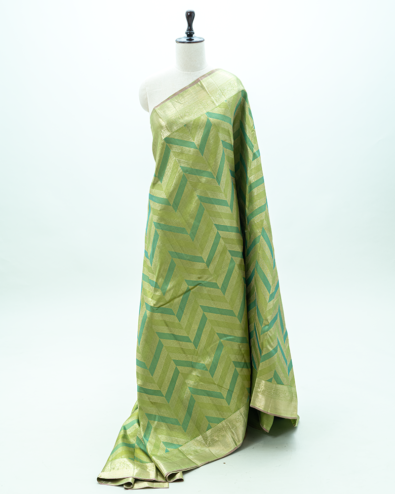 olive green kanjivaram silk saree