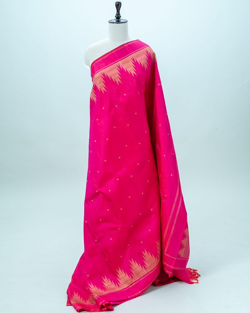 Hot pink kanjivaram silk saree