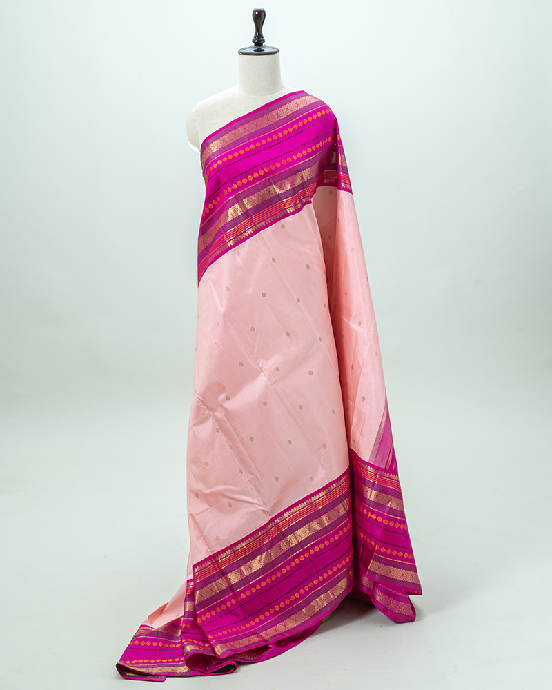 Peach Pink Kanjivaram Saree