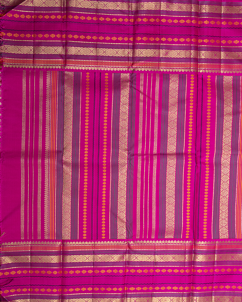 Peach Pink Border Kanjivaram Silk Saree - Image 7