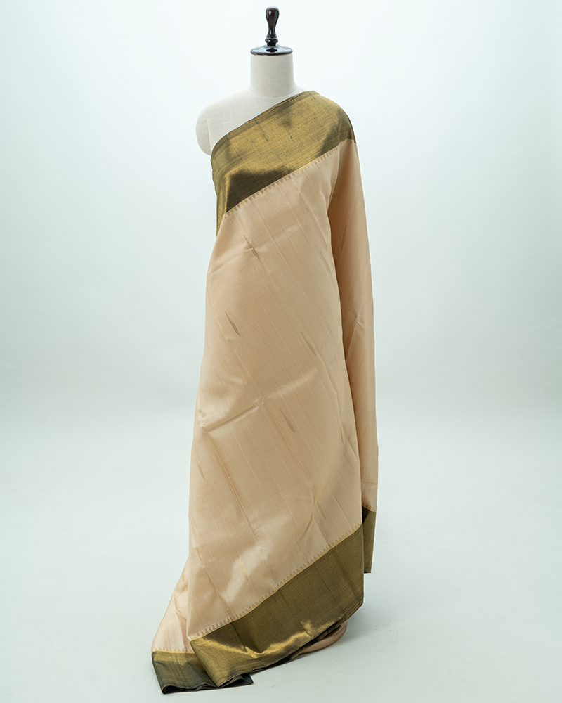 Light beige Kanjivaram silk saree