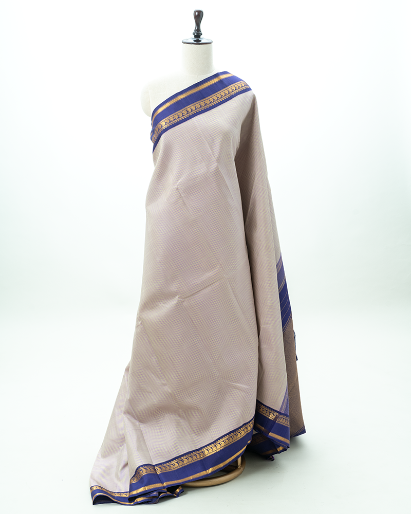 Biege Kattam Kanjivaram Silk Saree