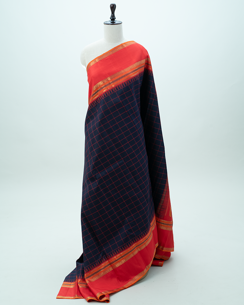 Black Kattam Kanjivaram silk saree