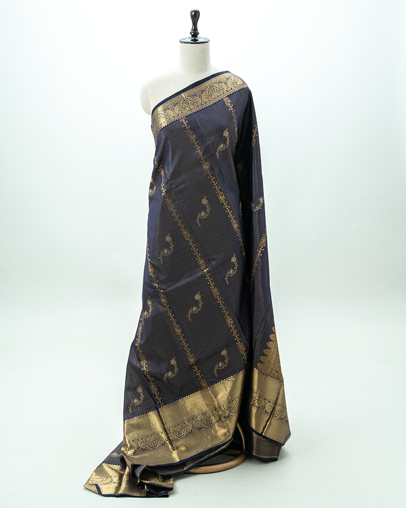 Black & Gold Kanjivaram Silk Saree
