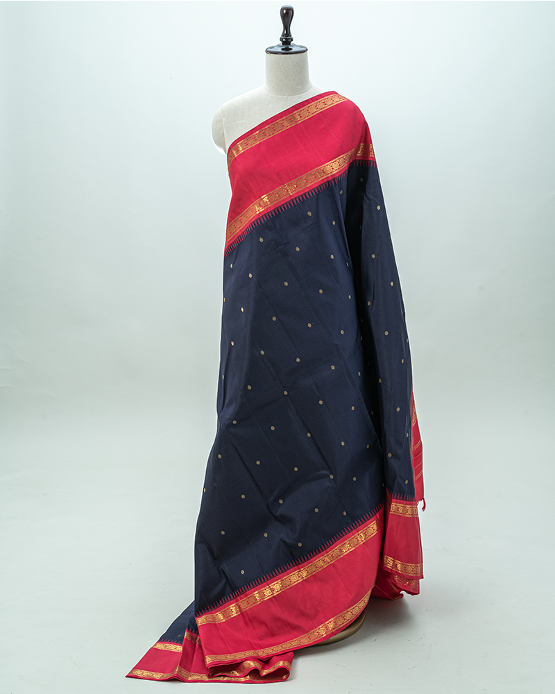 Blue & Red Kanjivaram Saree