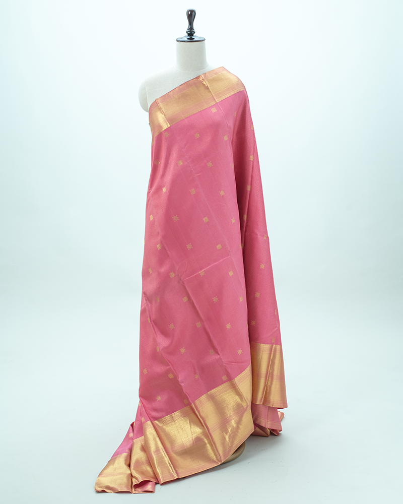 Rose pink Kanjivaram Silk Saree