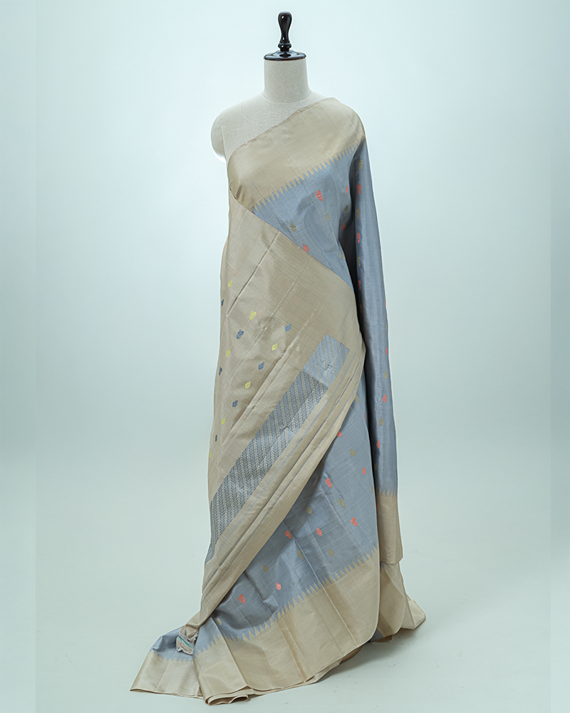 Grey & Biege Gadwal silk saree