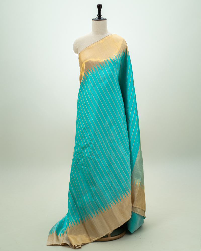 Marine Blue Pure Gadwal Silk Saree