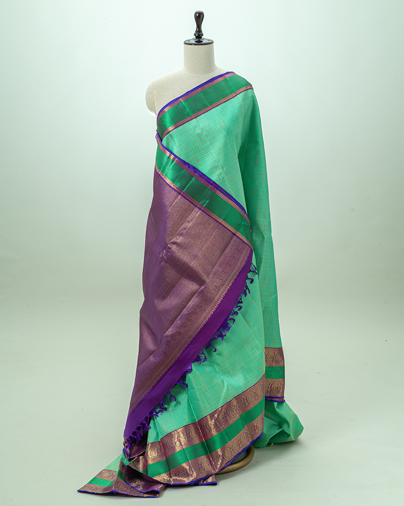 Mint Green Kanjivaram Saree - Image 3