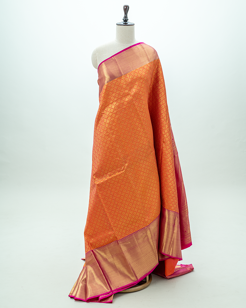 Orange Tissue Kanjivaram Silk saree