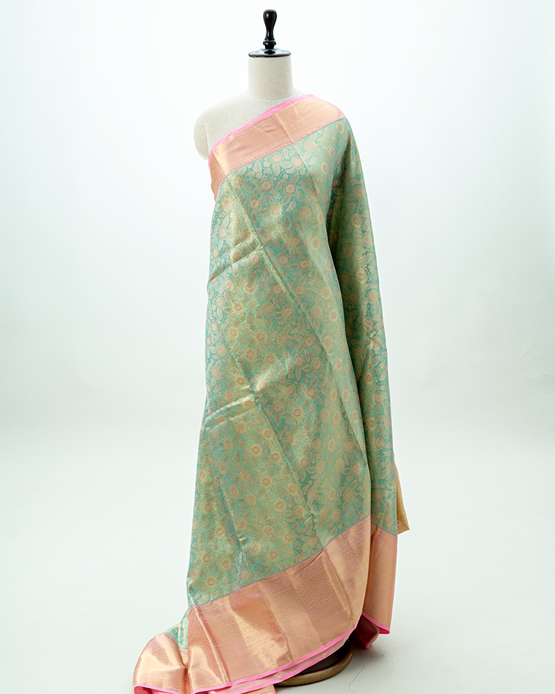 Pastel green tissue kanjivaram silk saree