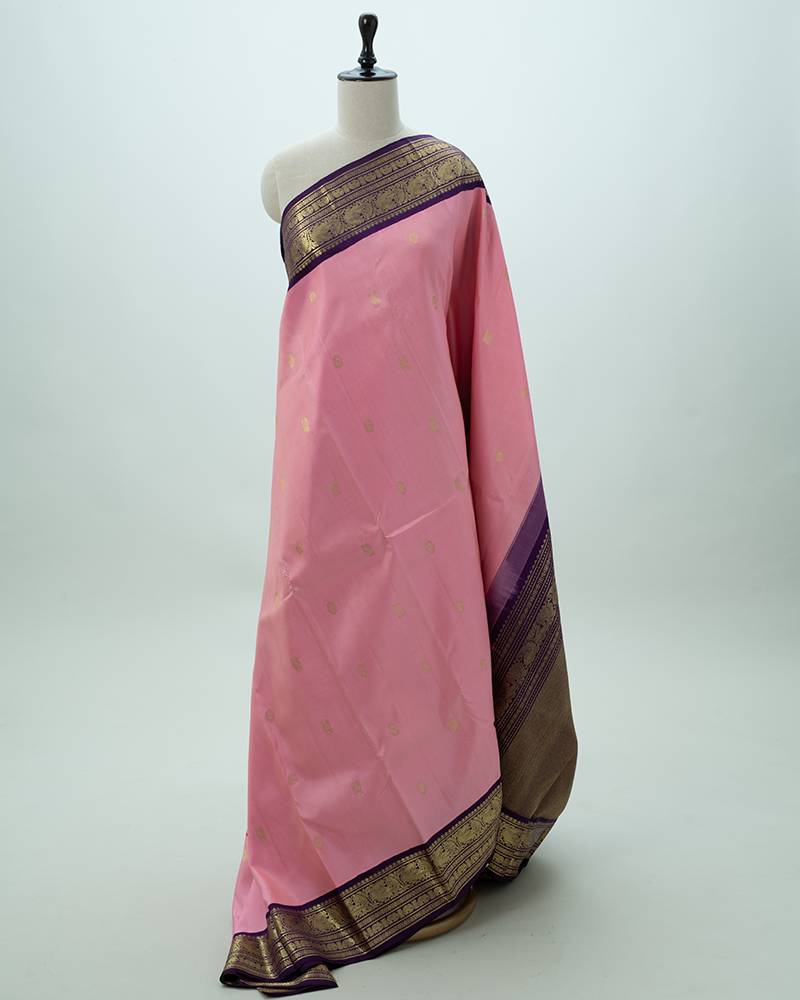 Blush Pink Silk Saree with Elegant Contrast Border