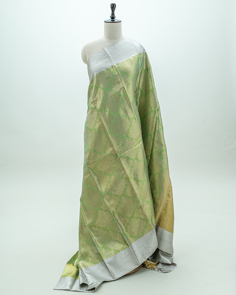 Pastel Green Tissue kanjivaram Silk Saree