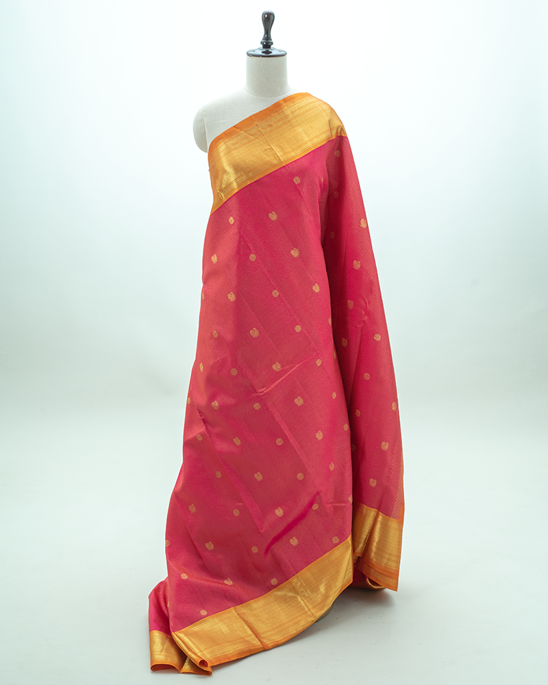 Pink kattam kanjivaram silk saree