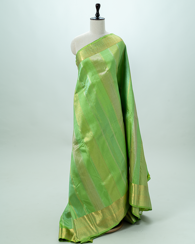 Parrot green Kanivaram silk saree