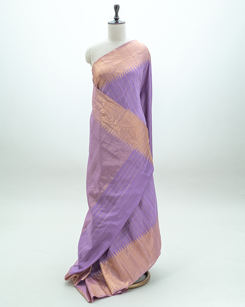 Mauve-Purple Gadwal Silk Saree - Image 3