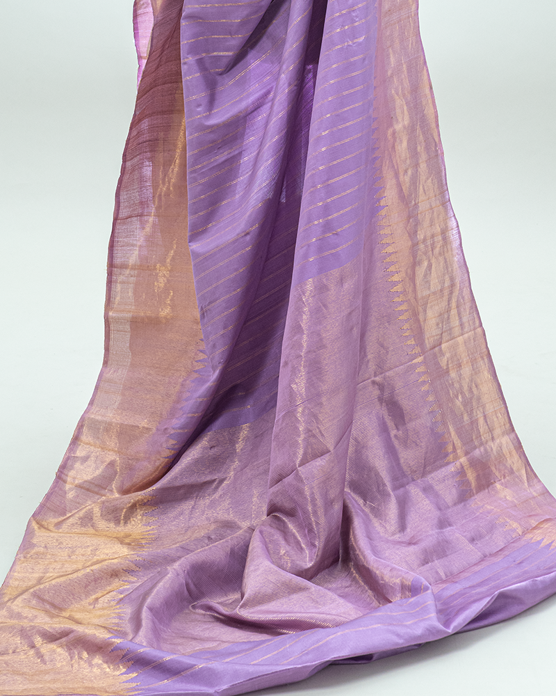 Mauve-Purple Gadwal Silk Saree - Image 4