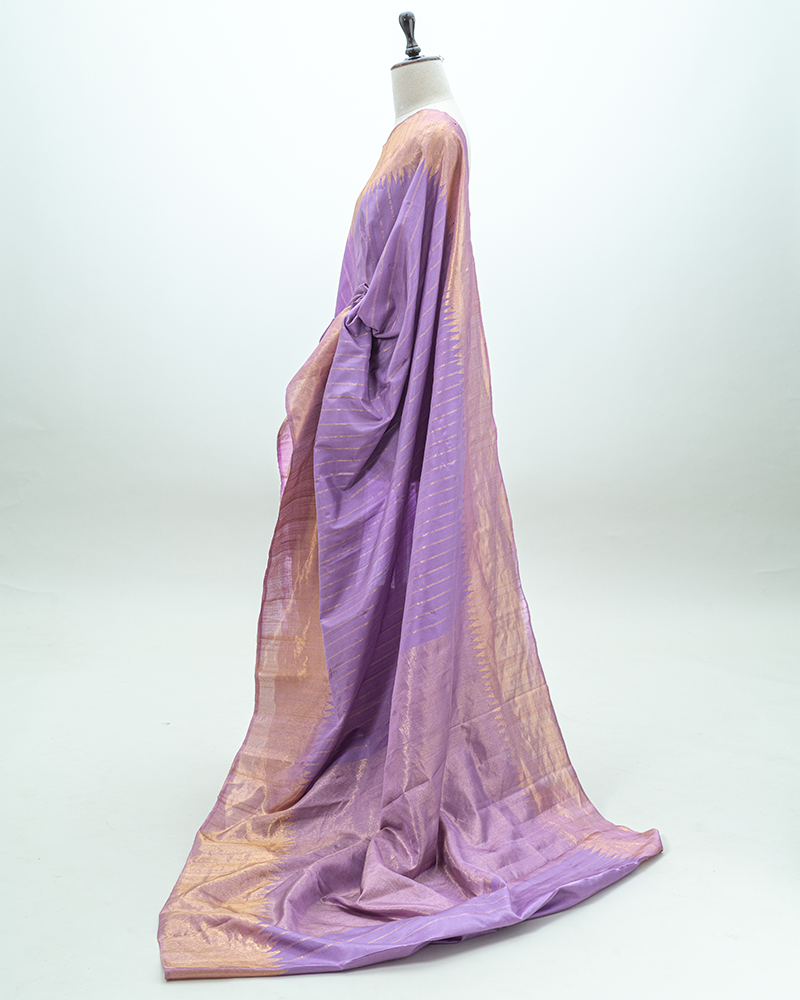 Mauve-Purple Gadwal Silk Saree - Image 5