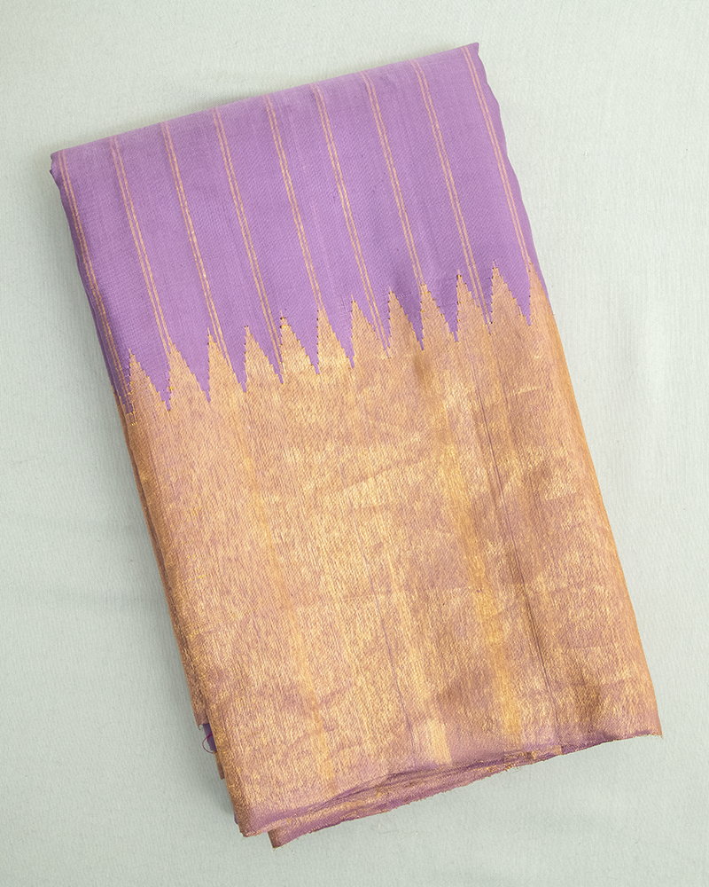 Mauve-Purple Gadwal Silk Saree - Image 6