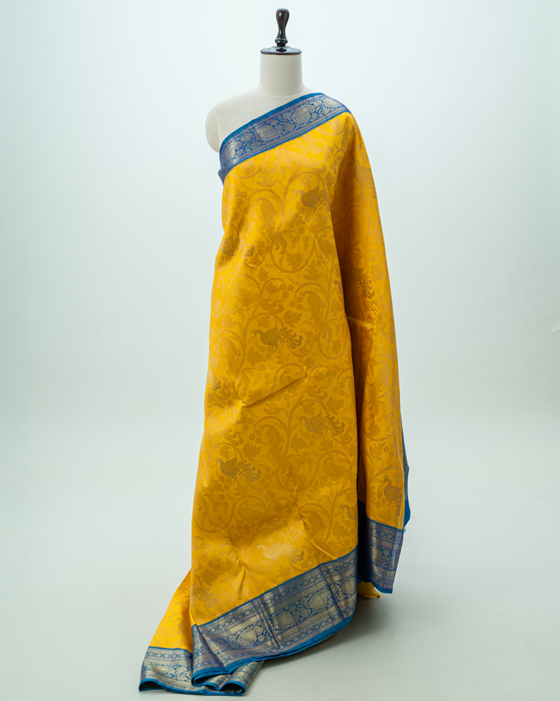 Yellow Kanjivaam Silk Saree
