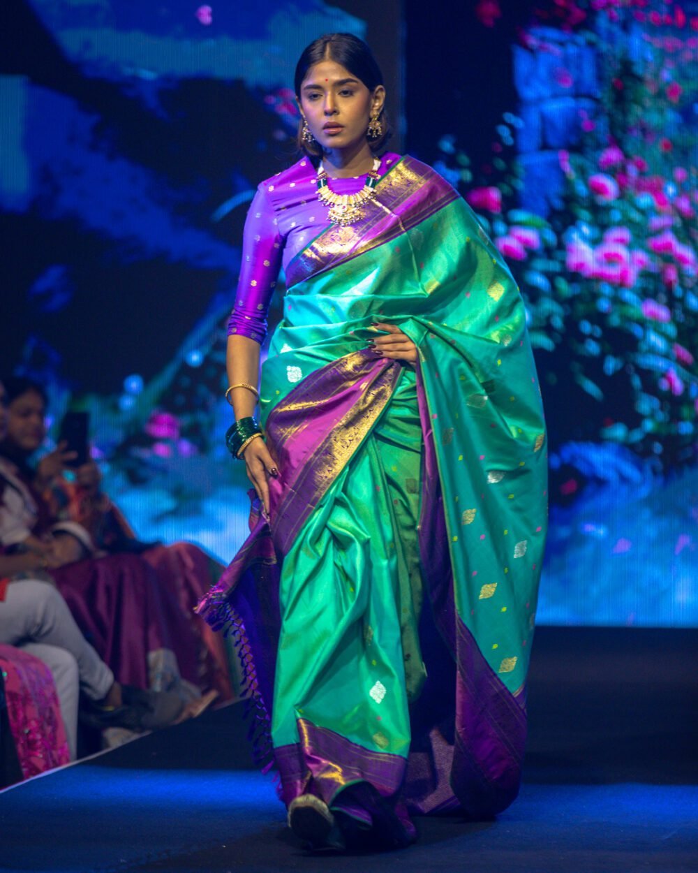 Teal Green Kanjivaram Silk Saree