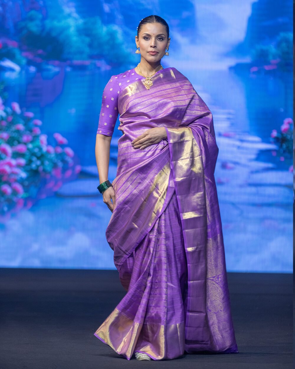Lavender Kanjivaram silk saree