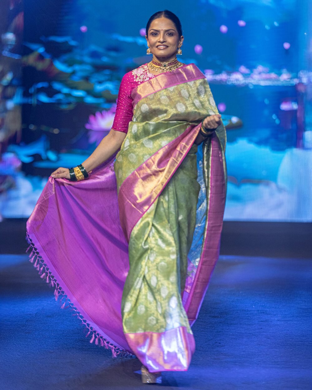 Parrot Green Kanjivaram Silk Saree