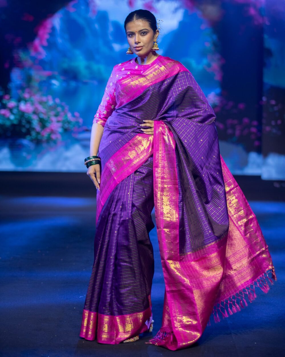 Deep Voilet Purple Kanjivaram silk saree