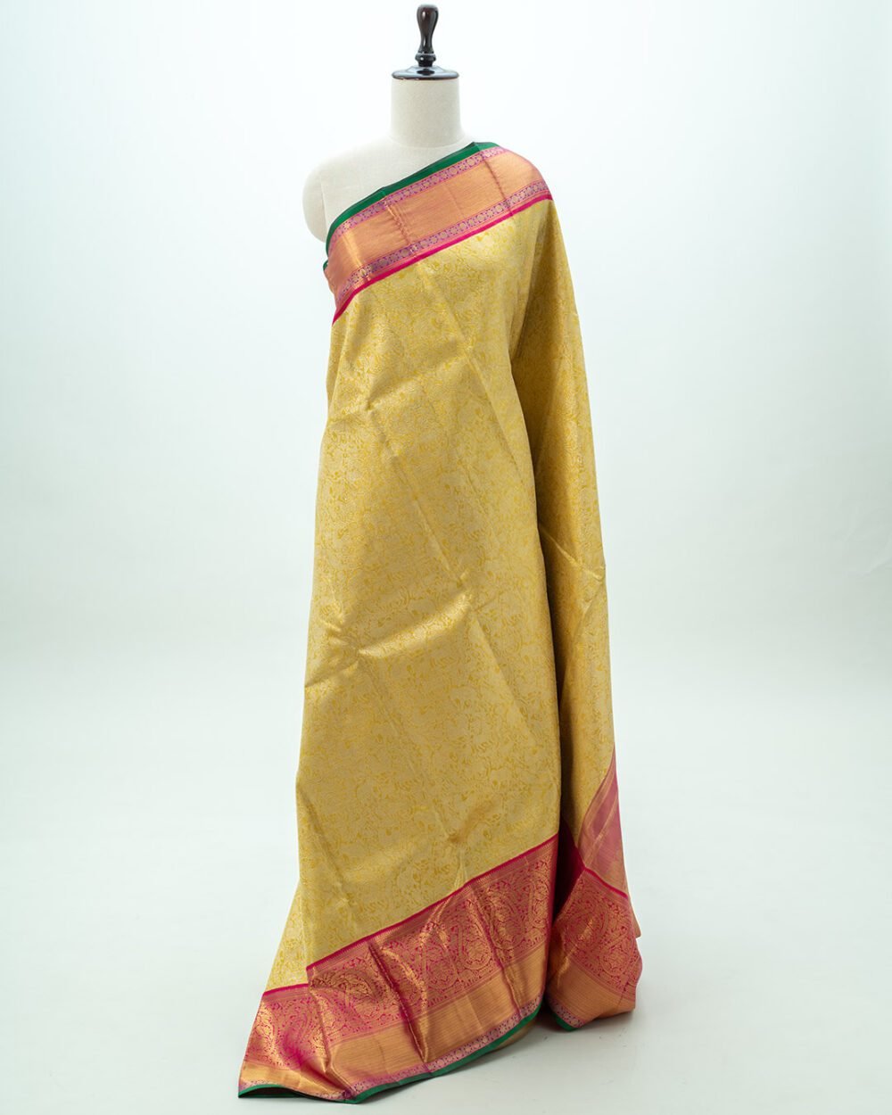 Lustrous golden tissue kanjivaram saree