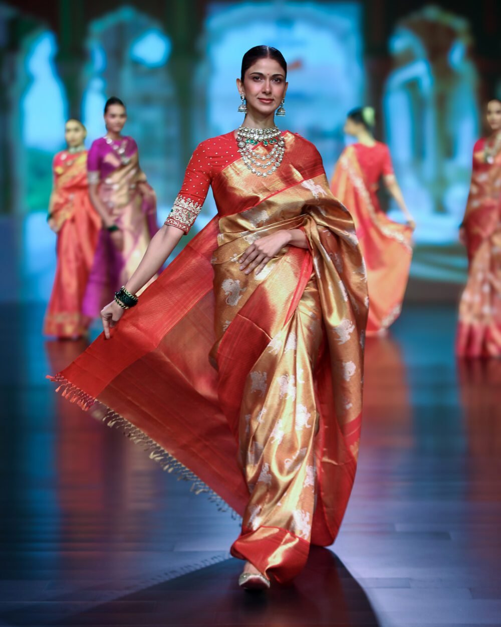 Antique Gold Tissue Kanjivaram Saree