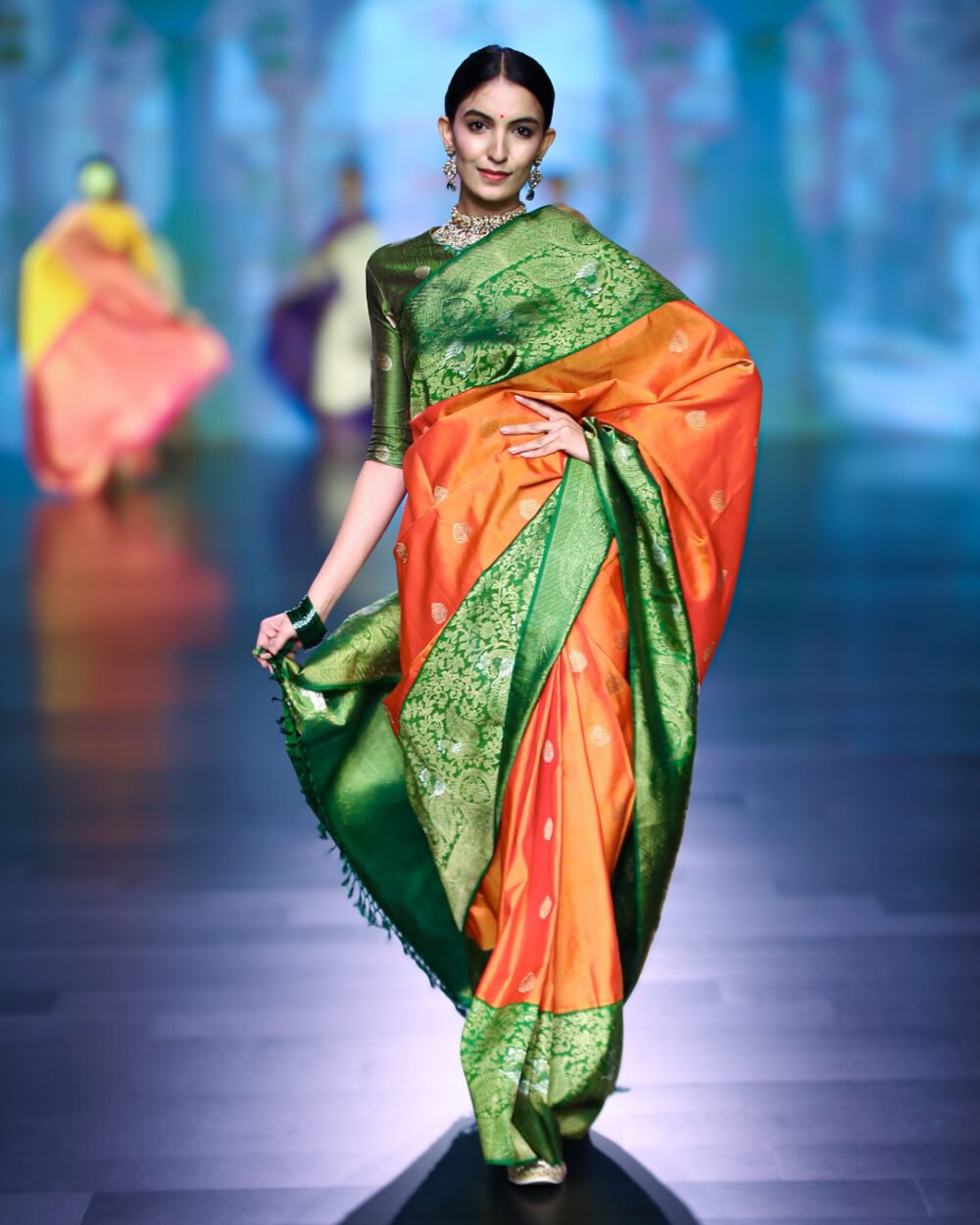 Rust Orange Kanjivaram Silk Saree